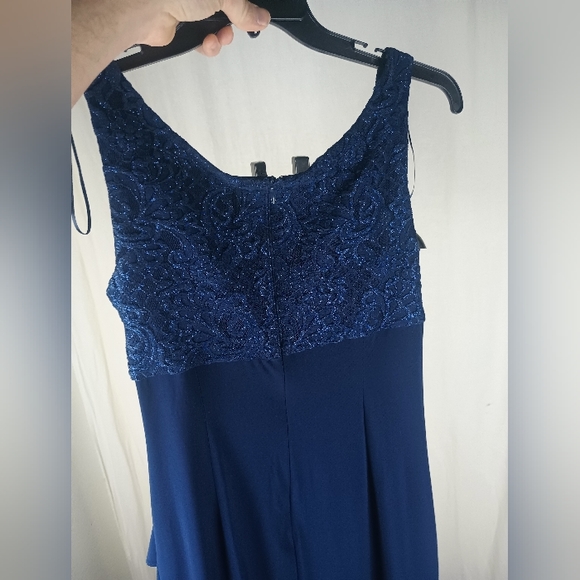 Alex Evenings Long Empire Waist Dress Scoop Neck Bodice Navy Blue Size 12P NWT - Picture 9 of 10